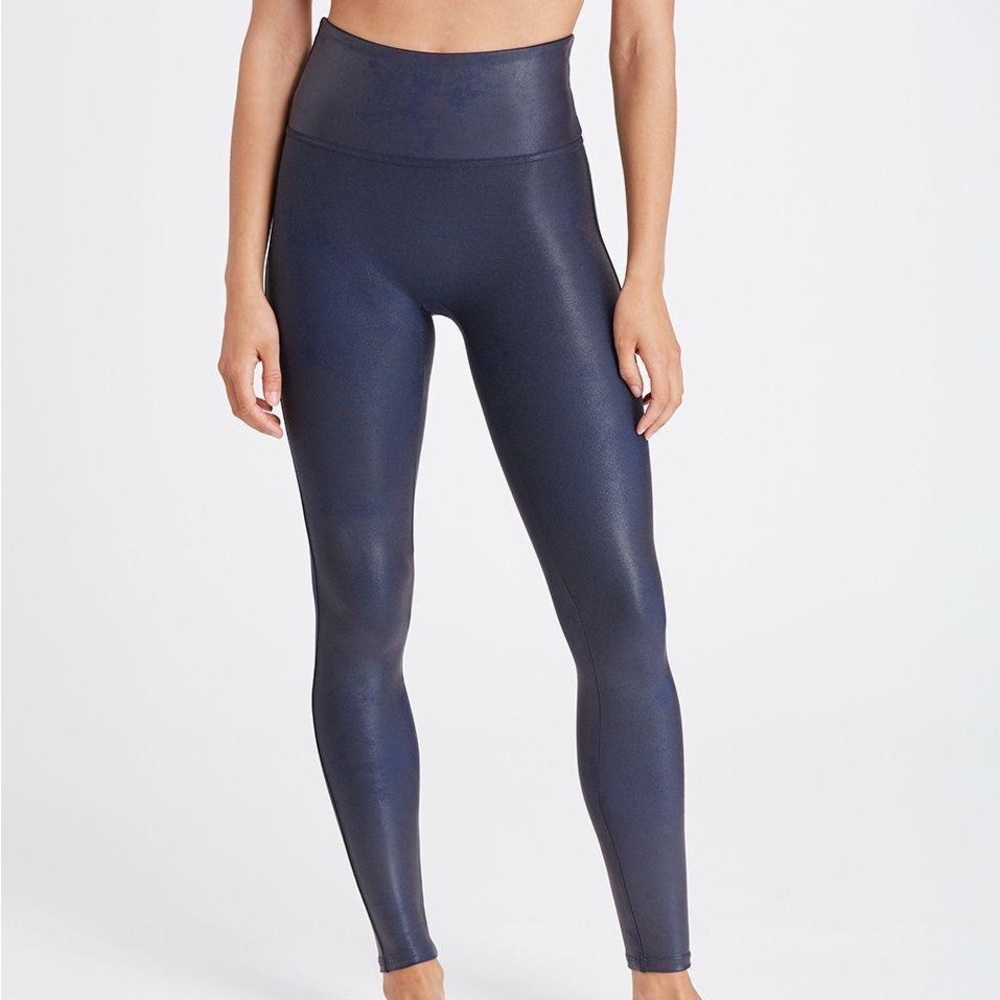 Spanx faux leather legging navy blue